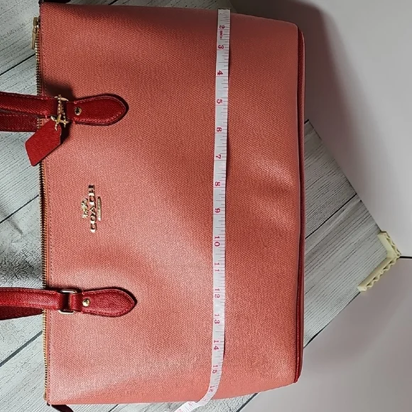 NWT Coach Gallery Tote Burnt Coral Red Leather Colorblock - Picture 9 of 11